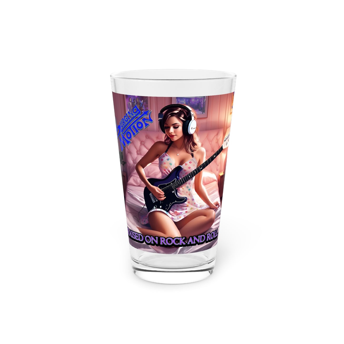 Raised On Rock And Roll Pint Glass, 16oz
